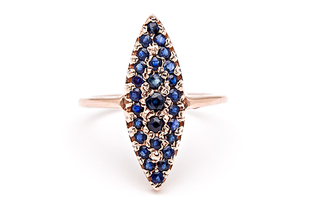 Arik Kastan’s 14-karat rose gold “Grand Navette” ring with sapphires ($1,840) Arik Kastan’s 14-karat rose gold “Grand Navette” ring with sapphires ($1,840)