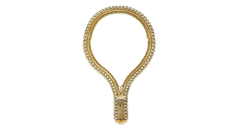 Van Cleef & Arpels’ iconic “Zip” design can be converted from a necklace to a bracelet. This example is set with brilliant-cut diamonds mounted in 18-karat yellow gold and platinum. It could sell for between $154,000 and $256,000. Van Cleef & Arpels’ iconic “Zip” design can be converted from a necklace to a bracelet. This example is set with brilliant-cut diamonds mounted in 18-karat yellow gold and platinum. It could sell for between $154,000 and $256,000.