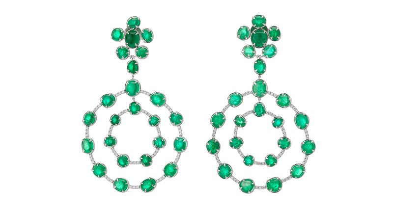 Muzo Royal Orb earrings feature 67.25 carats of Muzo emerald, 1.08 carats of diamonds and 18-karat white gold ($41,600) Muzo Royal Orb earrings feature 67.25 carats of Muzo emerald, 1.08 carats of diamonds and 18-karat white gold ($41,600)