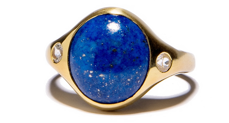 Pamela Love’s 14-karat yellow gold plated sterling silver ring with lapis and white topaz ($210)