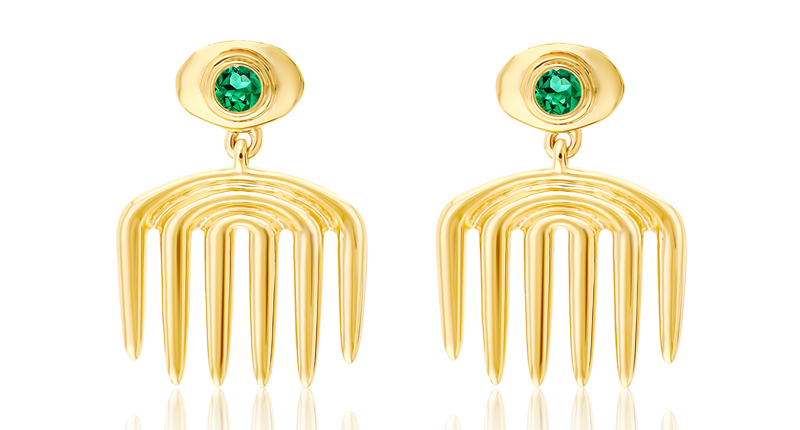 Almasika “Vici Earrings” in 18-karat yellow gold with tsavorites ($13,500)