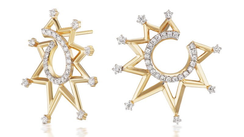Crescent Starburst earrings in 18-karat yellow gold with diamonds ($4,300)