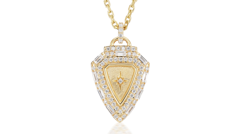 Shield pendant in 18-karat yellow gold with diamonds ($4,400)