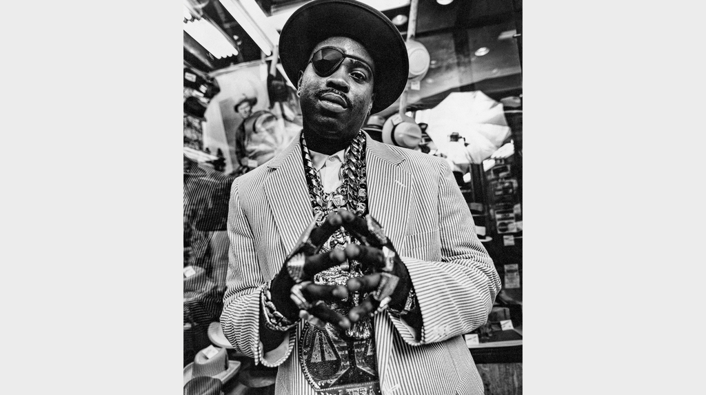 Slick Rick. Libra justice scale piece, diamond star and dome rings from various years purchased mostly from jewelers on Canal Street, New York City. (Credit: Clay Patrick McBride, New York, 1999)