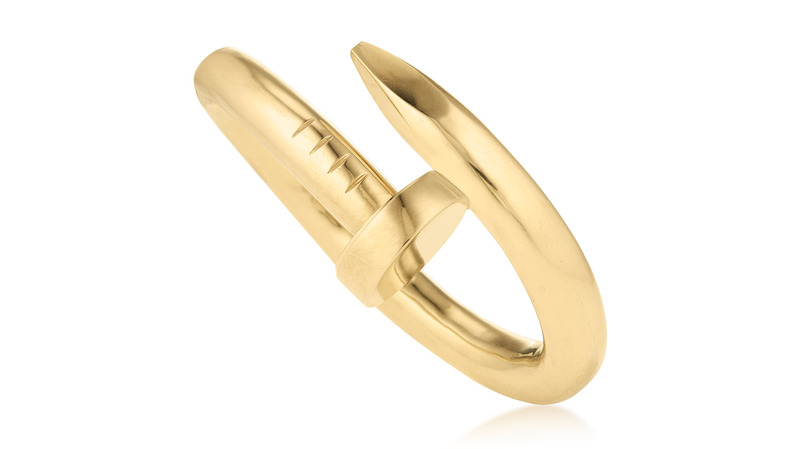 This gold Aldo Cipullo “Just Un Clou” bracelet sold for $37,800, above its $20,000 to $30,000 pre-sale estimate.