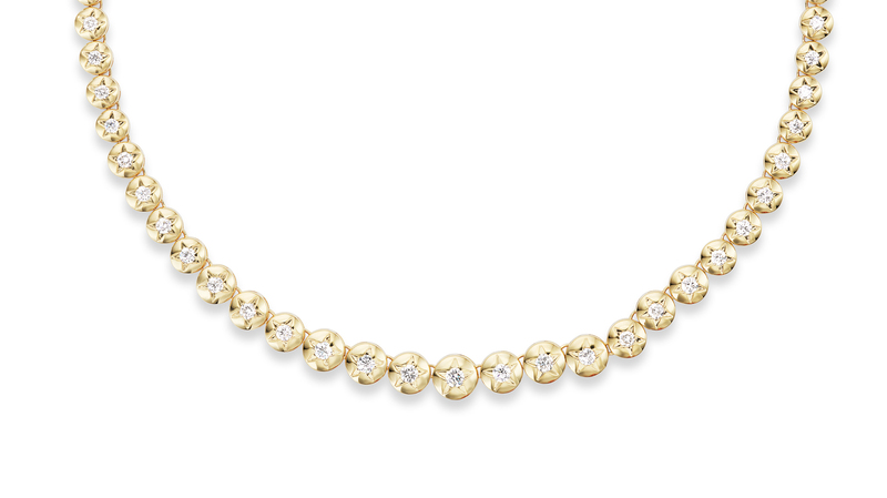 The L’Imperatrice tennis necklace in 18-karat yellow gold with diamonds ($26,000)