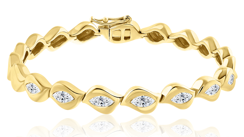 Almasika “Grande Marquis Tennis Bracelet” in 18-karat yellow gold with 1.3 carats of diamonds ($11,850)
