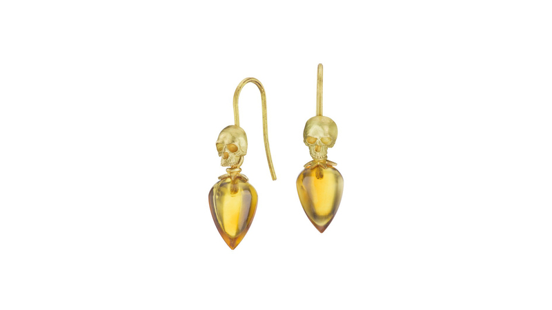 <a href="https://anthonylent.com/products/skull-gem-drop-earrings" target="_blank">Anthony Lent </a> 18-karat gold and citrine skull drop earrings ($1,610)