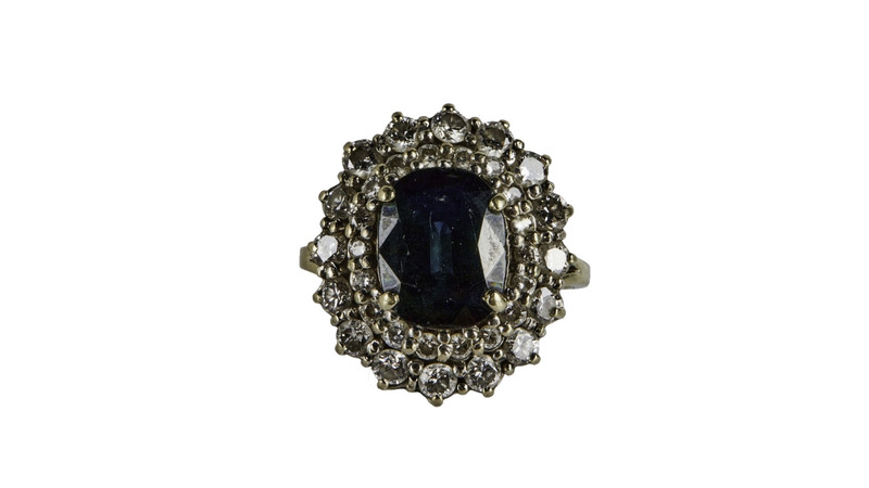 Although not a September baby (White was born in January), she seemed to have an affinity for sapphires. This white gold ring featuring a cushion-cut sapphire and 35 round diamonds weighing about 2 carats sold for $32,000. White wore it on The Mary Tyler Moore Show and on the season 2 episode of The Golden Girls titled “Ladies of the Evening.”