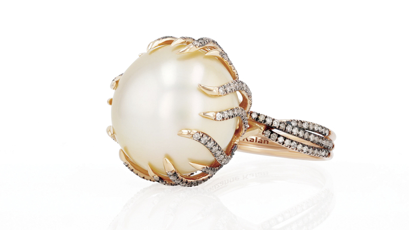 <a href="https://suzannekalan.com/" target="_blank">Suzanne Kalan</a> one-of-a-kind 18-karat rose gold South Sea pearl ring with champagne diamonds ($9,000)
