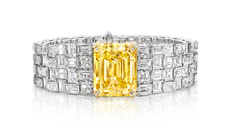 The necklace coordinates with this fancy vivid yellow diamond bracelet.