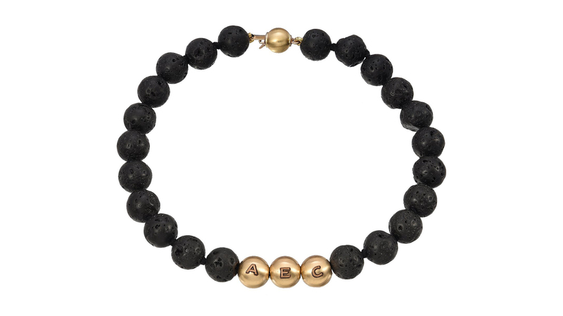 <a href="https://edwardavedis.com/collections/mens-accessories/products/golden-lava-bracelet-1?variant=39955560267944" target="_blank">Edward Avedis </a> Golden Lava Bead Bracelet with 14-karat gold beads ($245)