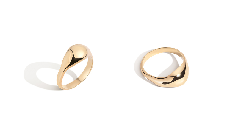 A thick gold ring in 14-karat yellow gold vermeil ($220)