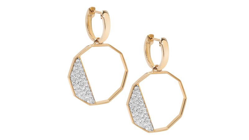 <a href="https://ritique.com/" target="_blank">Ritique</a> 14-karat yellow gold “Hex” front facing earrings with diamonds ($3,890)