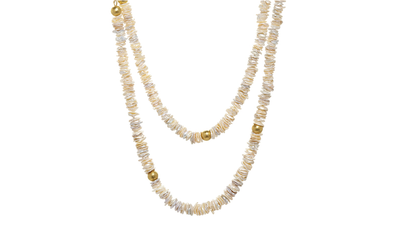 Gurhan one-of-a-kind pearl necklace with 24-karat gold measuring 36 inches ($18,500)