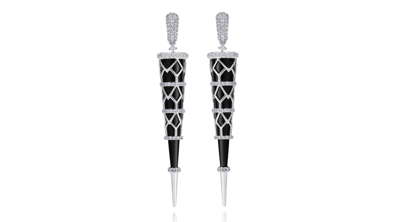 Matturi 18-karat white gold “Classic Spiky Earrings” with diamond pavé