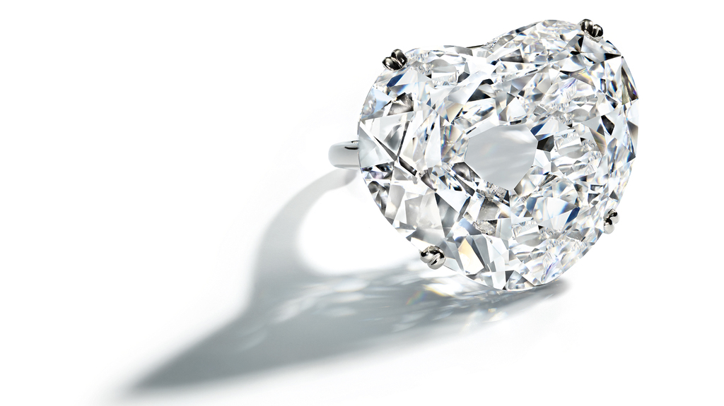 The “Mughal Heart Diamond” is a 30.86-carat heart-shaped diamond, set platinum ring by Harry Winston ($6.1 million).