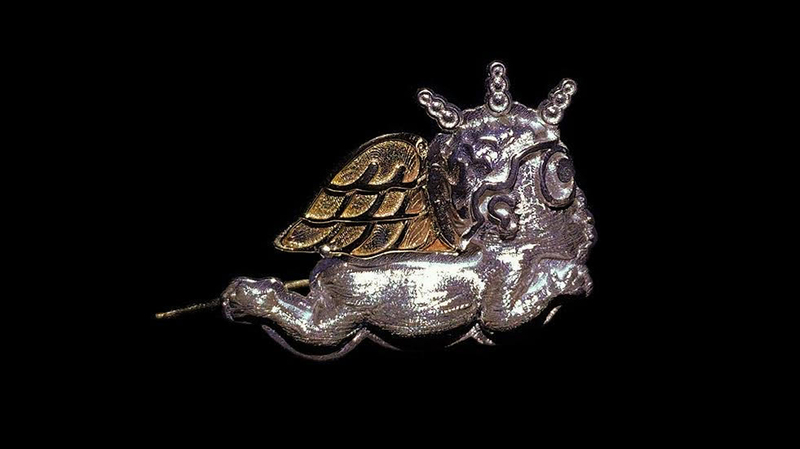 Moonymoon 18-karat gold, sterling silver and enamel “Angel Baby” pin