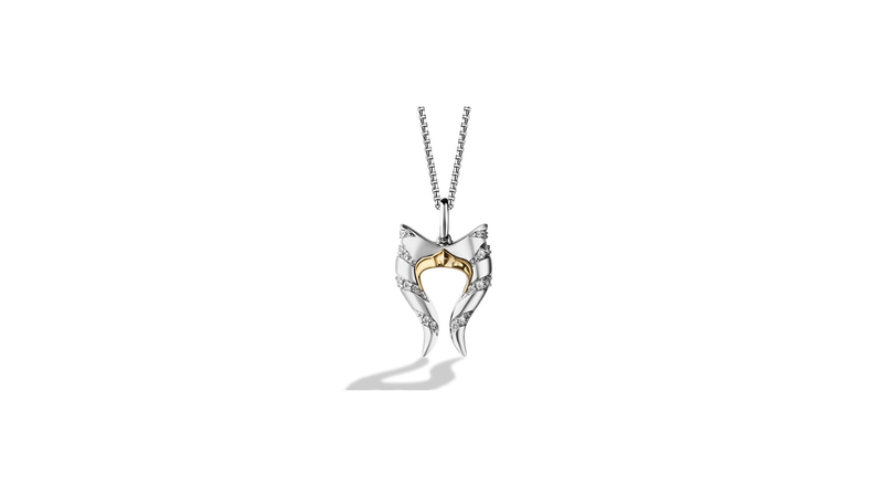 A sterling silver and 10-karat yellow gold necklace with diamond accents, inspired by the character of Ahsoka Tano ($349.99)
