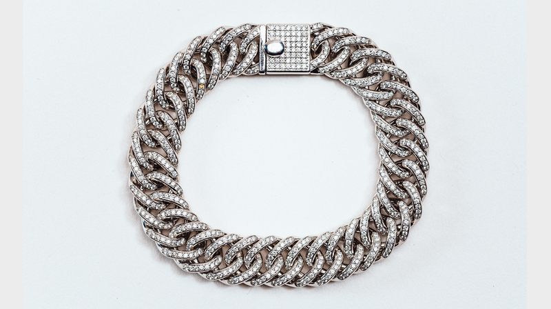 One of the trends represented in the Natural Diamond Council collection, designed by Malyia McNaughton, is heavy metal chains.