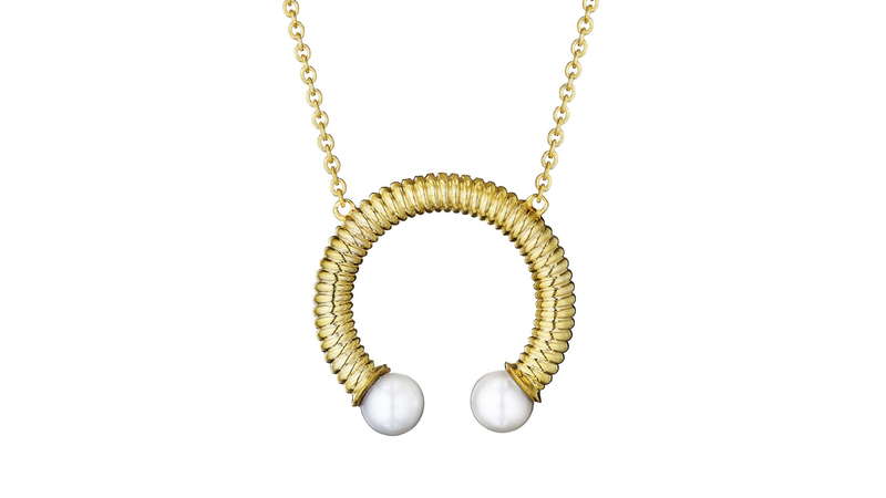 <a href="https://jihhajewelry.com/collections/spring/products/spring-necklace" target="_blank">Jih Ha Jewelry</a> 14-karat yellow gold necklace with freshwater pearls ($2,650)