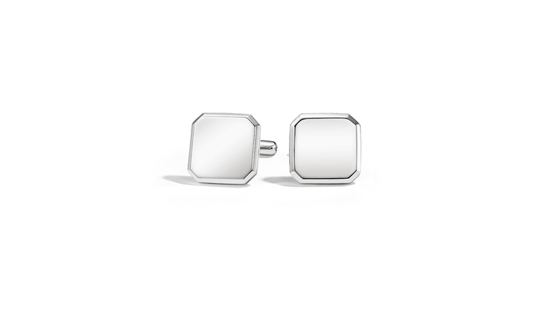 Select pieces can be personalized, like these “Homme” cufflinks in silver ($195).