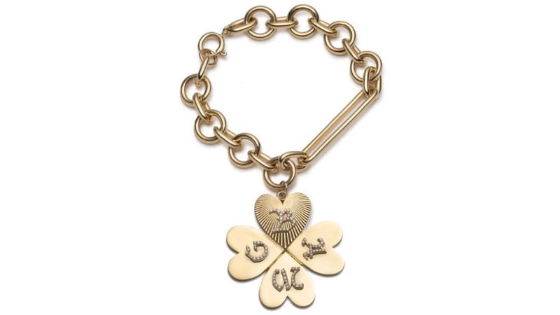 Foundrae 18-karat gold mixed oversized clip heart clover bracelet with diamonds ($15,950)