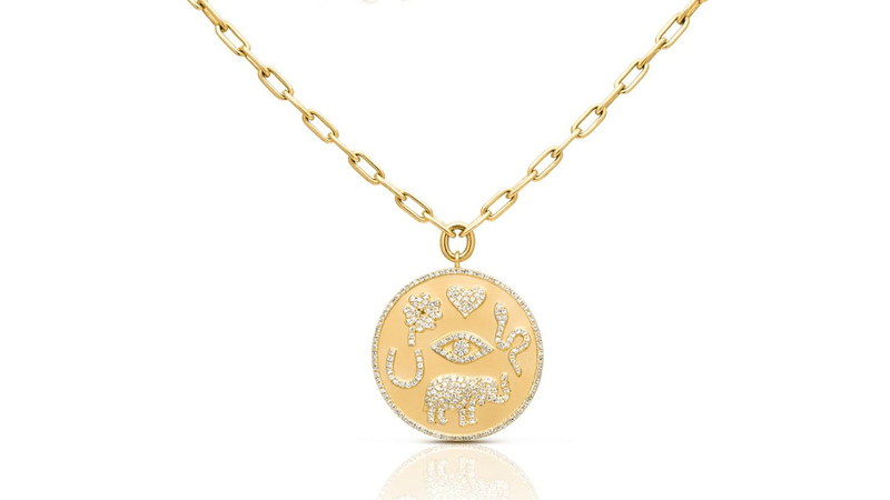 Anne Sisteron 14-karat yellow gold and diamond talisman medallion charm necklace ($4,980)
