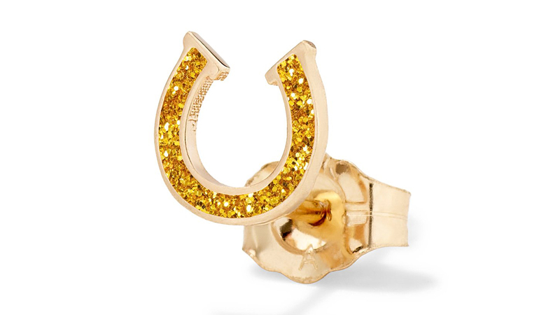 Alison Lou 14-karat yellow gold and gold glitter enamel horseshoe stud ($275)