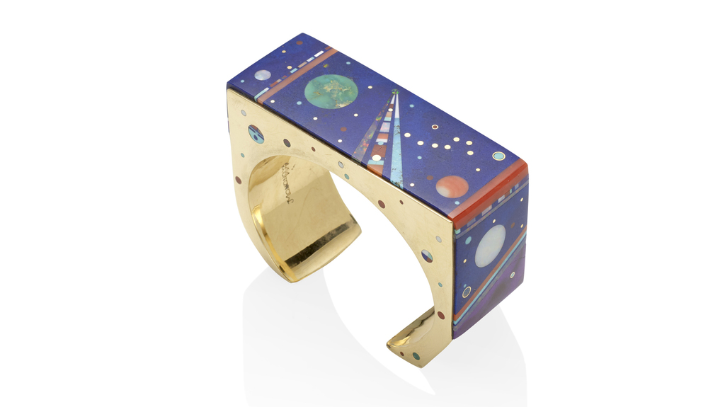 Gold and multi-stone “Night Sky” cuff, Jesse Monongya ($10,000 - $15,000) Gold and multi-stone “Night Sky” cuff, Jesse Monongya ($10,000 - $15,000)