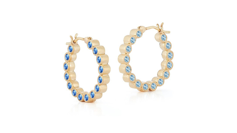<a href="https://rennajewels.com/" target="_blank">Renna Jewels</a> 18-karat yellow gold and blue sapphire earrings