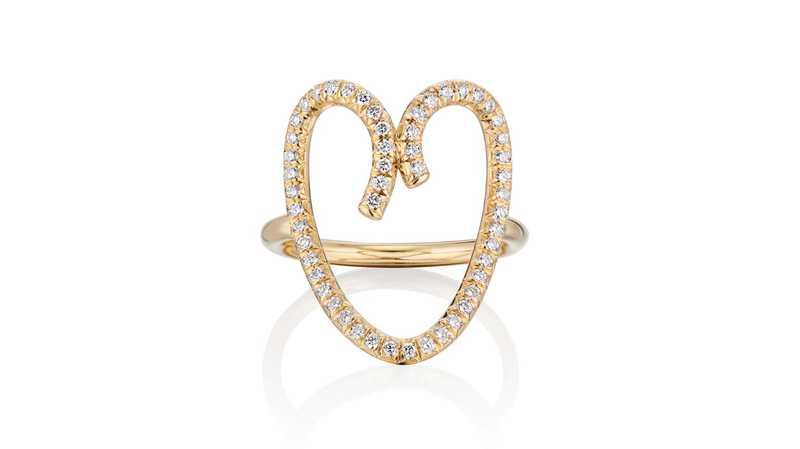 <a href="http://lorrainewestjewelry.com/" target="_blank">Lorraine West Jewelry</a> 14-karat yellow gold and diamond open heart ring ($3,270)