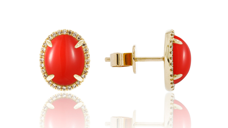 Luvente coral and diamond 14-karat yellow gold earrings ($1,060)