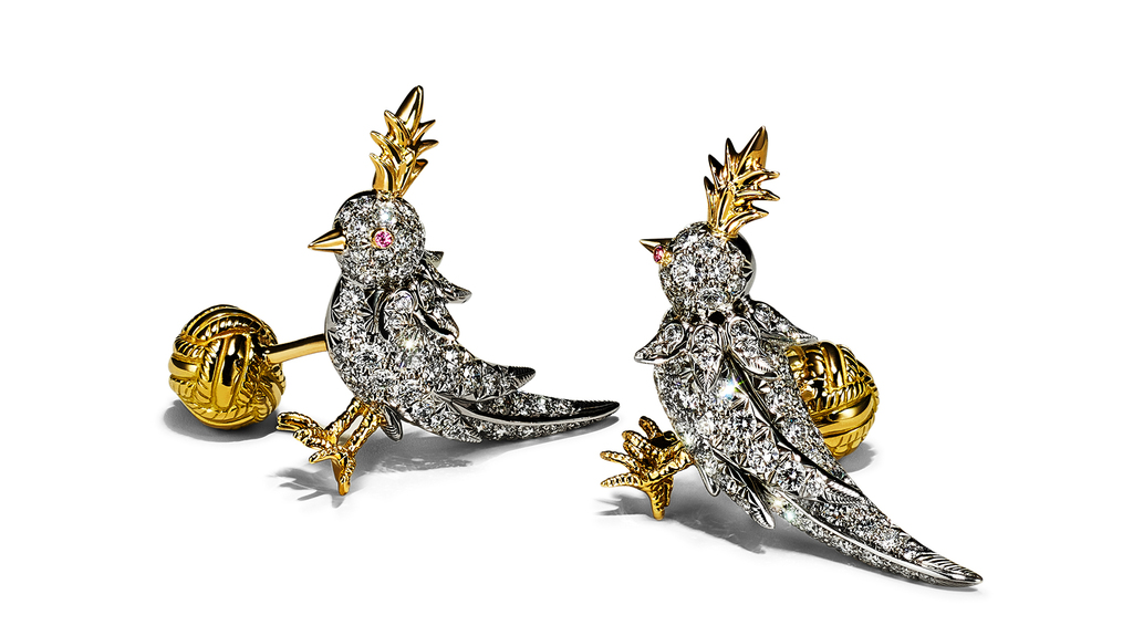 The “Bird on a Rock” design transformed into cufflinks The “Bird on a Rock” design transformed into cufflinks