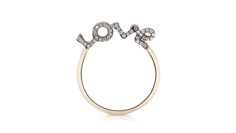 <a href="https://www.samanthatea.com/collections/rings/products/all-in-love-ring-white-cognac-diamonds" target="_blank"> Samantha Tea</a> “All In Love!” ring in 18-karat rose gold with white and cognac diamonds set in black rhodium ($2,025)