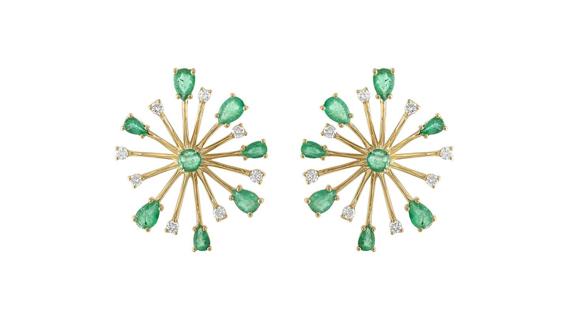 Eden Presley “Pop” earrings with emeralds and diamonds set in 14-karat yellow gold ($5,900)