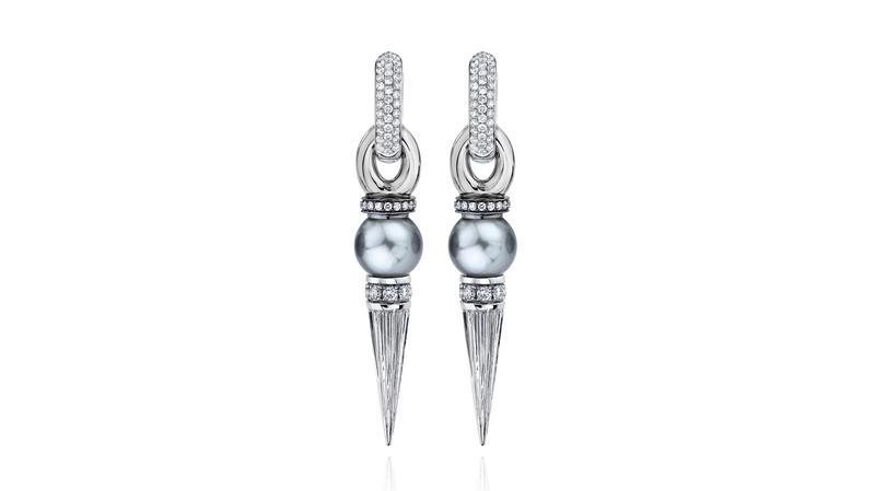 “Celine 3.0 Tahitian Pearl Dagger Earrings” by Rosa van Parys