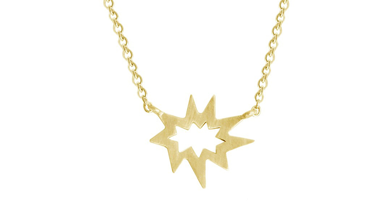 <a href="https://www.emilykuvin.com/" target="_blank"> Emily Kuvin</a> 14-karat matte yellow gold “Stellina Nova” necklace ($1,120)