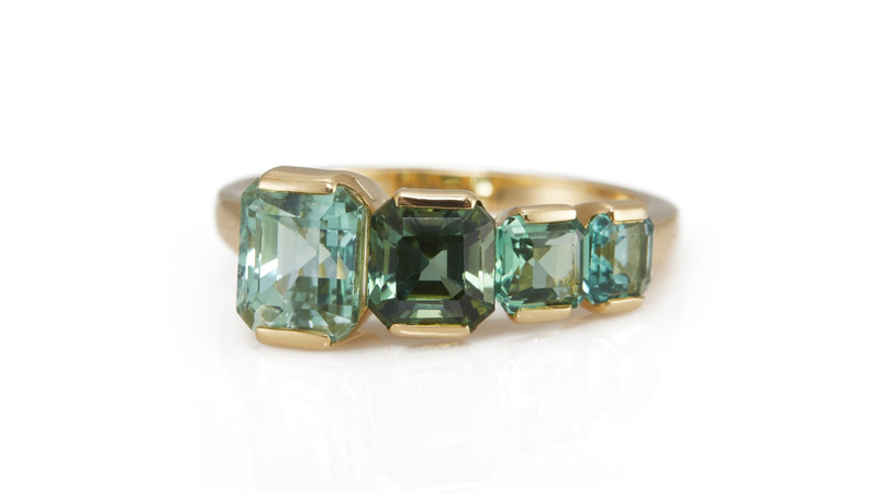 <a href="https://yicollection.com/products/green-tourmaline-ring?_pos=16&_sid=3831096bb&_ss=r&variant=31439101394986" target="_blank"> Yi Collection </a> green tourmaline “Crescendo” ring set in 18-karat gold ($3,550)