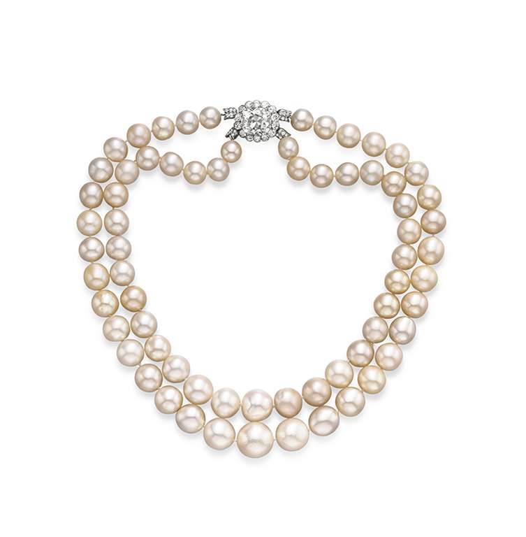 The Baroda Pearl Necklace features select natural pearls from a necklace once owned by the Indian Maharajas of Baroda. Photo © Christie's Images
