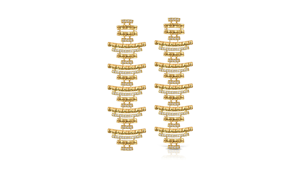 Lalaounis articulated earrings in 18-karat gold with diamonds ($12,640)