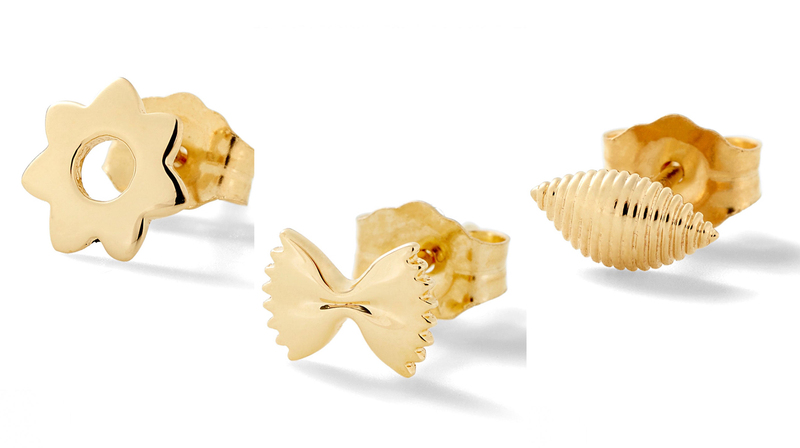 A selection of Alison Lou studs in 14-karat gold ($140-$180 each)