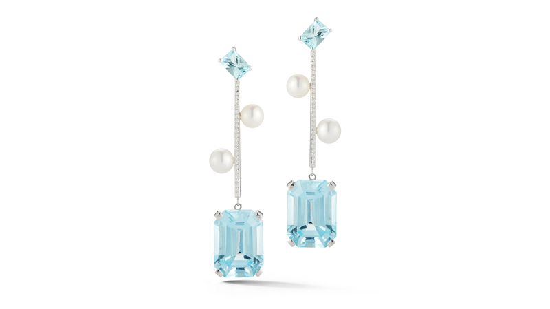<a href="https://mateonewyork.com/products/14kt-aquamarine-blue-topaz-and-pearl-statement-earring?_pos=3&_sid=08695e34f&_ss=r" target="_blank"> Mateo</a> aquamarine, blue topaz, pearl, and diamond statement earring in 14-karat gold ($4,820)