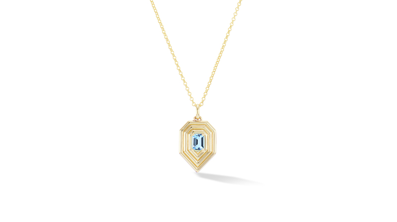 <a href="https://parkfordjewelry.com/" target="_blank"> ParkFord</a> “Teardrop Revival” necklace in 14-karat yellow gold with aquamarine ($2,170)