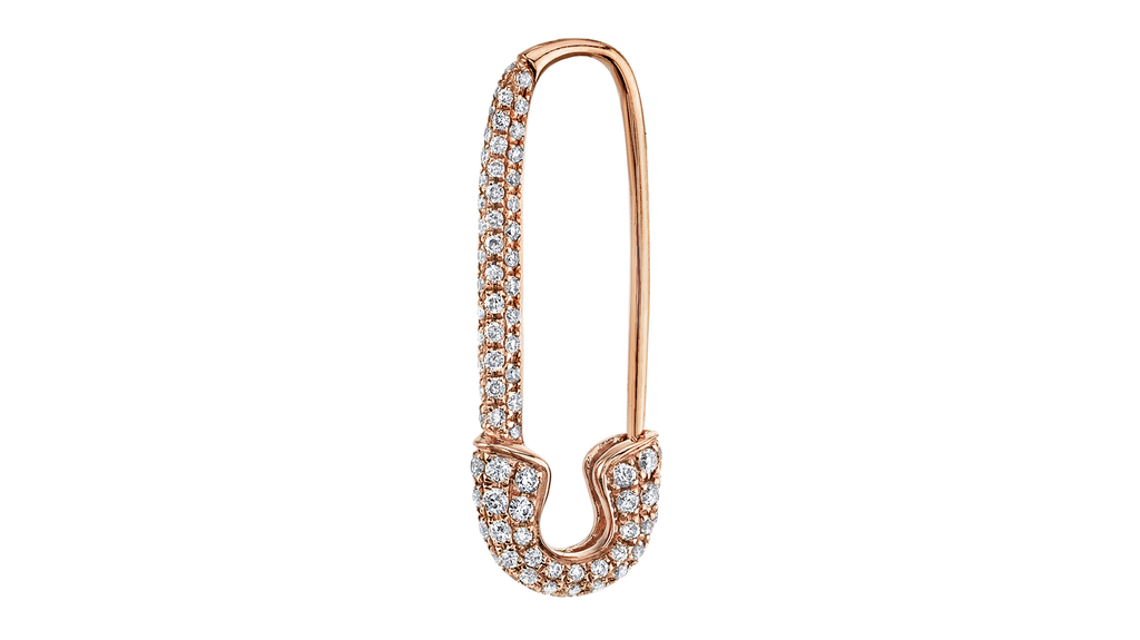 A signature Anita Ko "Safety Pin" earring in 18-karat rose gold and diamond