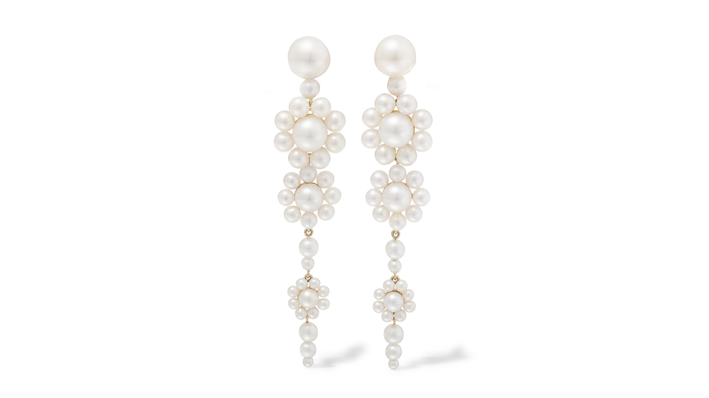 The “Grande Marguerite de Mariage” 14-karat gold and pearl earrings ($3,000) The “Grande Marguerite de Mariage” 14-karat gold and pearl earrings ($3,000)