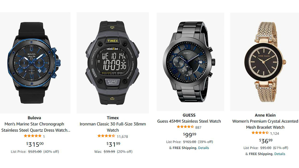 A selection of watches that are discounted for Amazon’s Black Friday sale