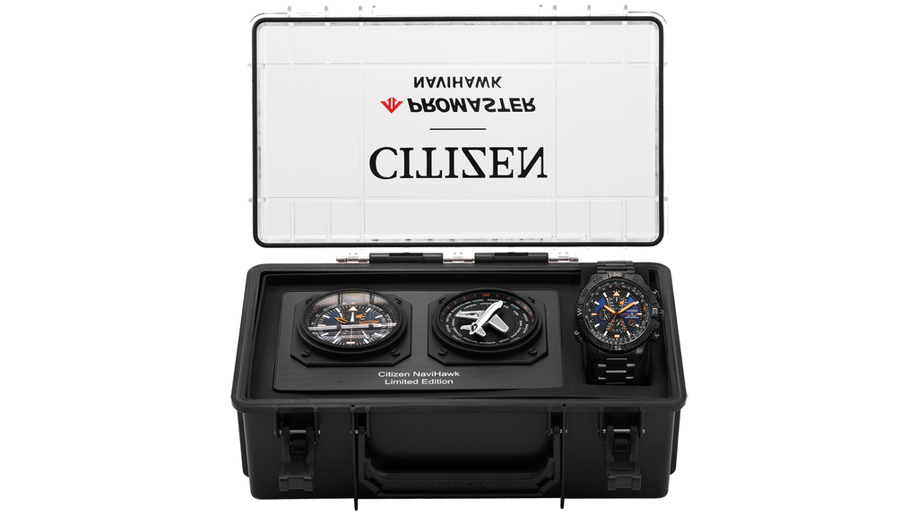 The new Limited Edition Navihawk watch comes with special packaging and features a matching working Citizen clock. The new Limited Edition Navihawk watch comes with special packaging and features a matching working Citizen clock.