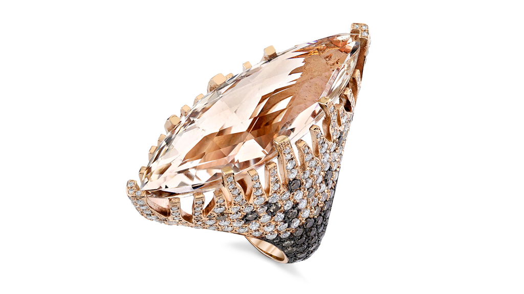 “Topaz Crest Ring” with a 30.96-carat topaz and diamonds in 18-karat rose gold ($17,000)