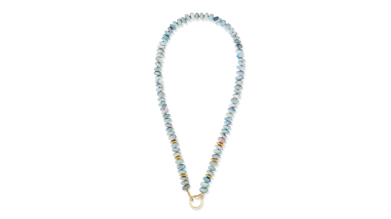 Sorellina one-of-a-kind 18-karat yellow gold and opal bead necklace with diamonds ($6,800)